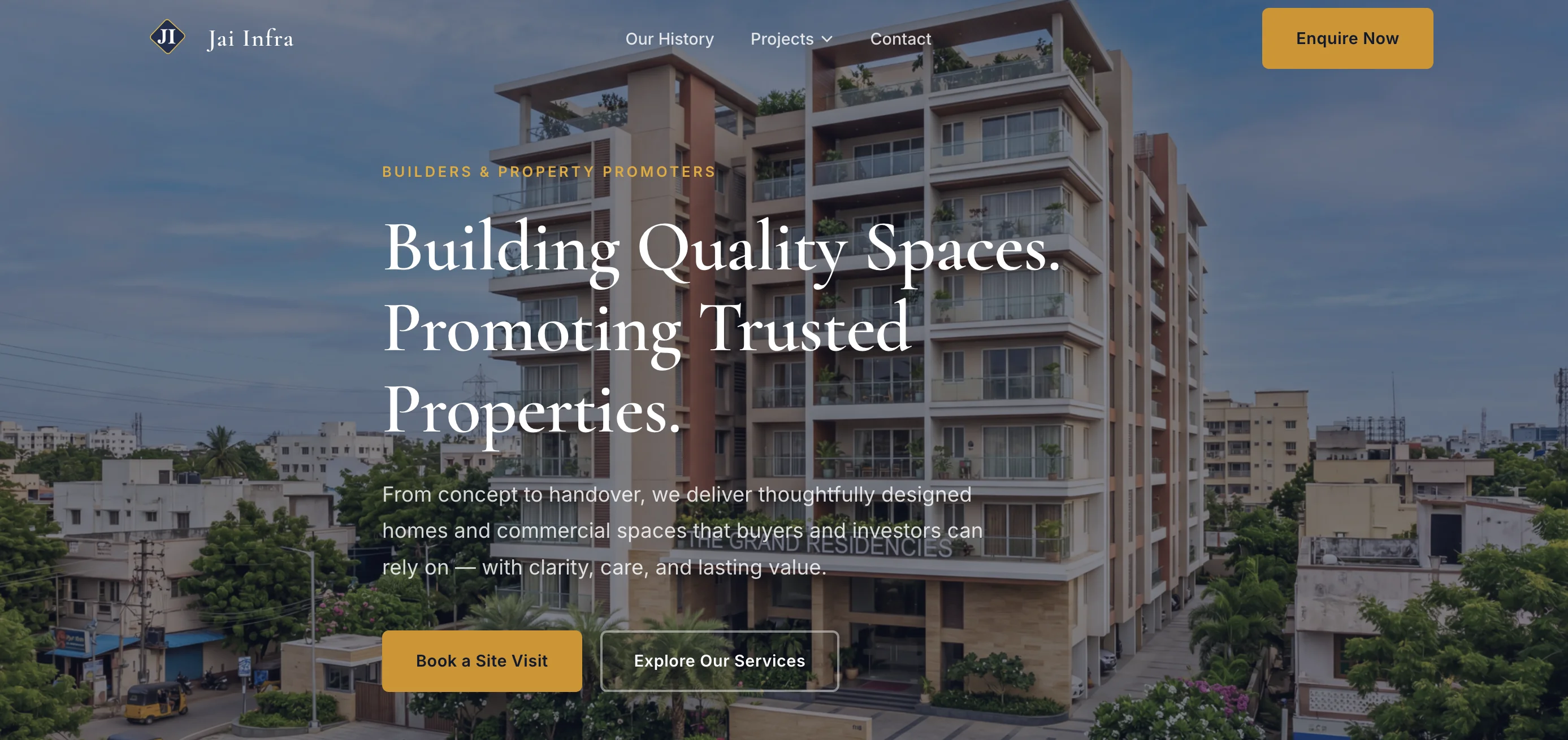 Jai Infra Builders and Promoters website